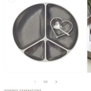 Inspired Generations Silver Peace Sign Serving Platter